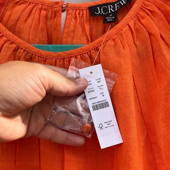 J Crew Palermo Linen Smock Waist Dress NWT - Picture 10 of 12